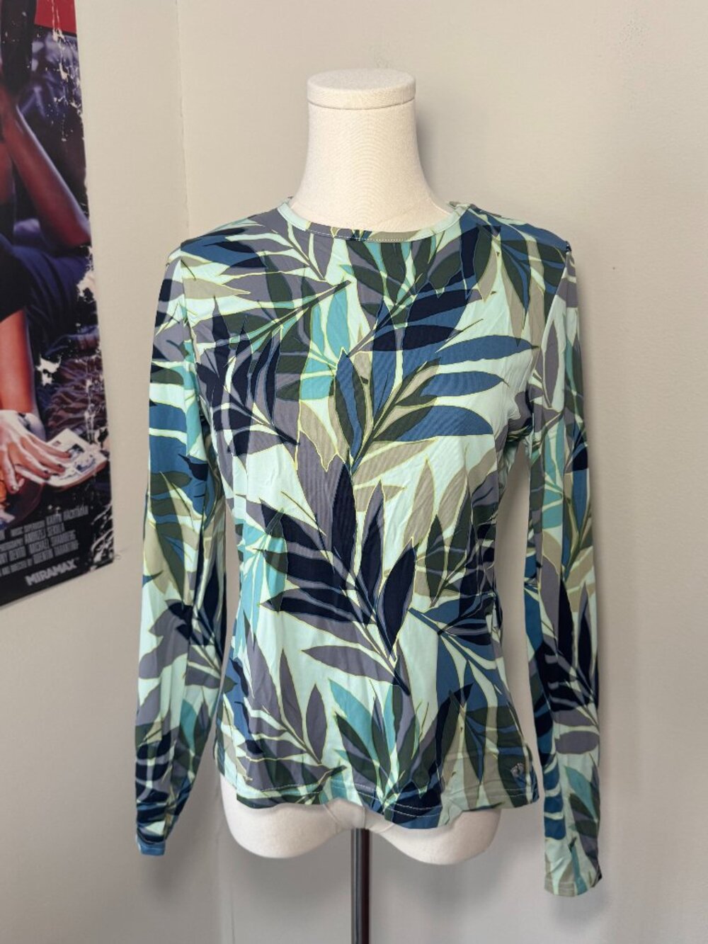 Hang Ten UV Protection UPF 50+ Blue and Green Long Sleeve Shirt